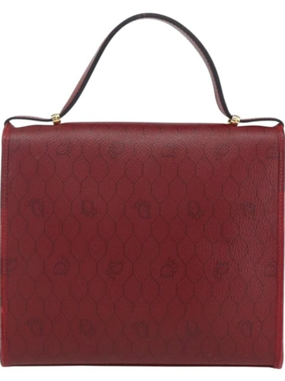 Christian Dior Honeycomb Canvas Hand Bag PVC Leather 2way Red Gold - Picture 3 of 15